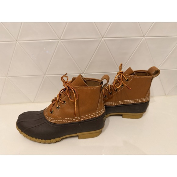 L.L. Bean Mens Duck Boots Brown Leather Rubber Made in USA NEW Size 6 main image 7